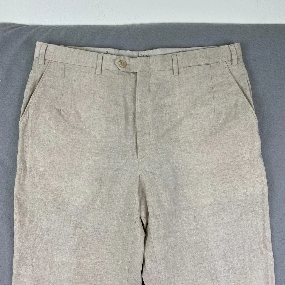 Brioni Cannes Dress Pants Linen Mens 36x31 Linen Flat Front Straight Leg NEW